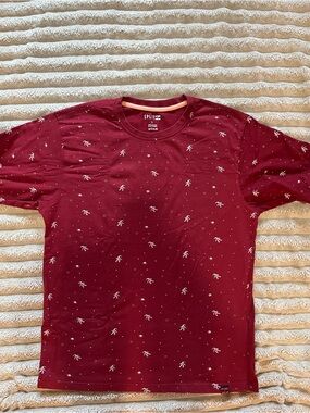 split Maroon Short Sleeve Tee with White Astronaut’s